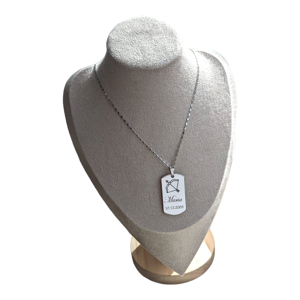 Elegante Kette in Gold und Silber mit Personalisierter Sternzeichen-Gravur
