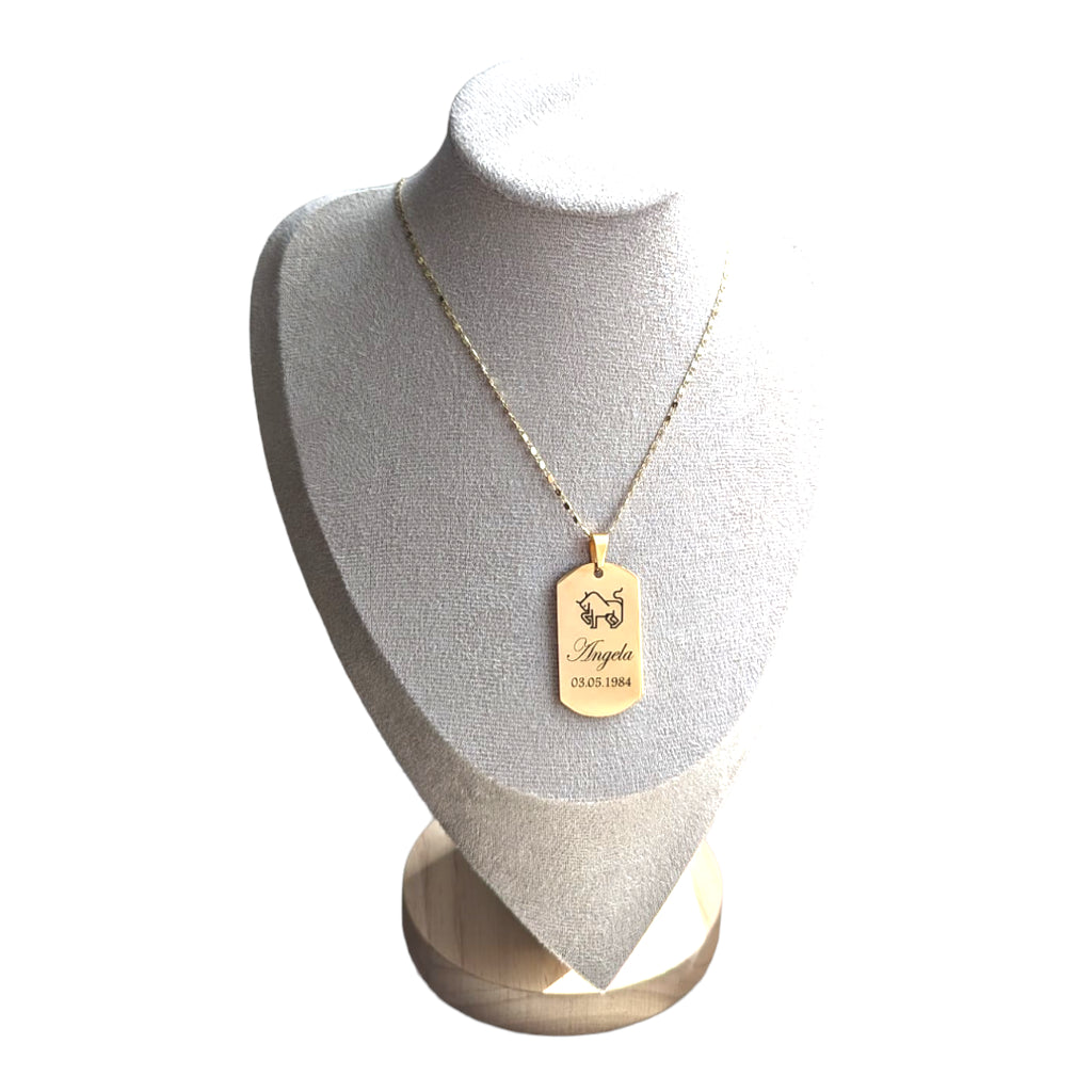 Elegante Kette in Gold und Silber mit Personalisierter Sternzeichen-Gravur